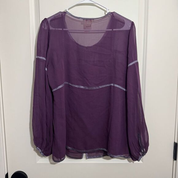 Sundance Purple Sheer Long Sleeve Layered Blouse - Picture 2 of 5
